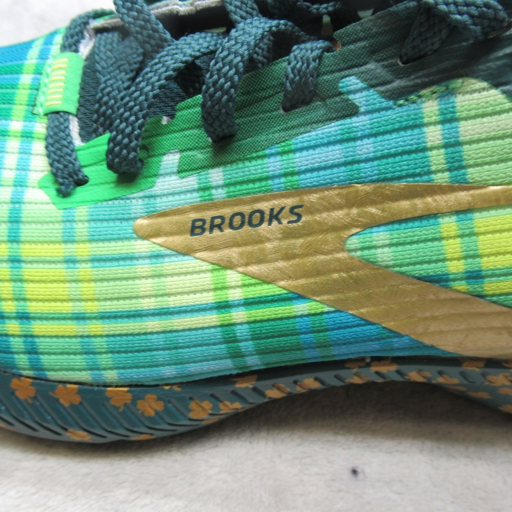 Brooks Womens Shoes 9 B Green Plaid Launch 8 Run Lucky Lightweight Running - Picture 10 of 15